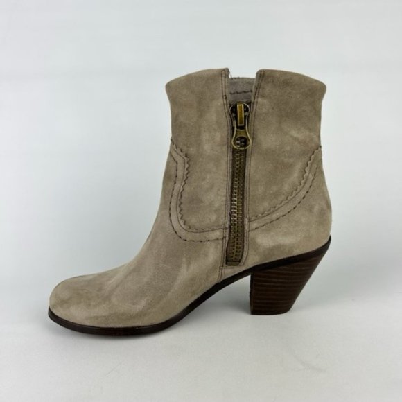 Sam Edelman Louie Taupe Fringe Suede Western Ankle Boot 6 - Picture 8 of 16